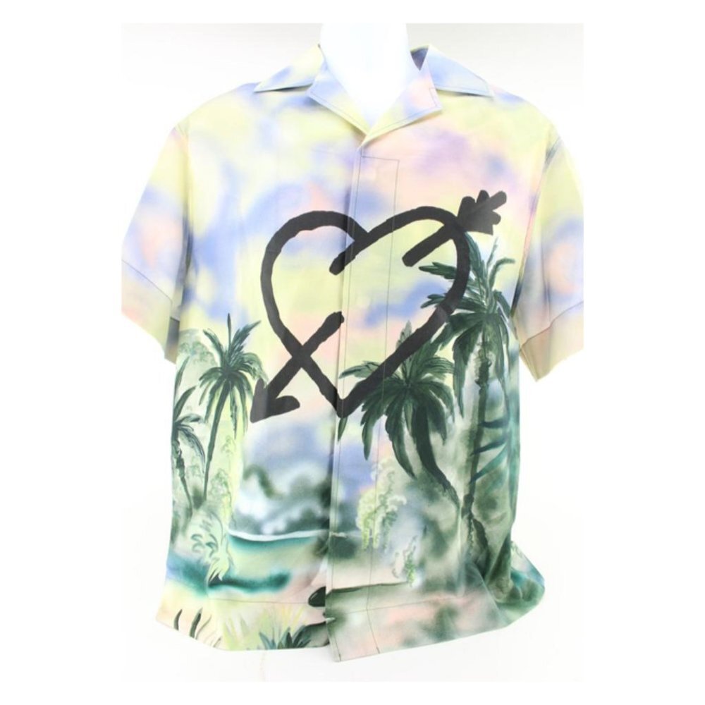 Palm Angels Men's XXXL Size 48 Paradise Heart Button Down Shirt  76pa78s
